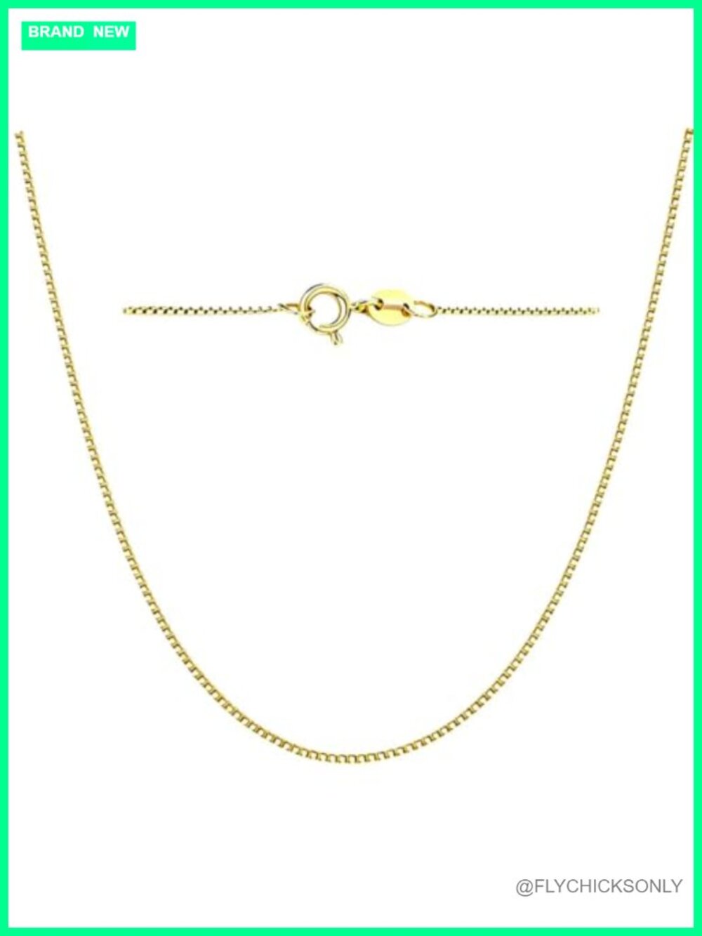 14K Solid Yellow Gold Box Chain Necklace Dainty 0.6mm 1mm Layering